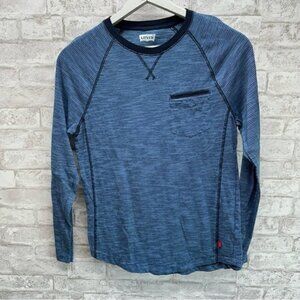 LEVI’S long sleeve tee men’s small blue striped pocket used clean soft casual